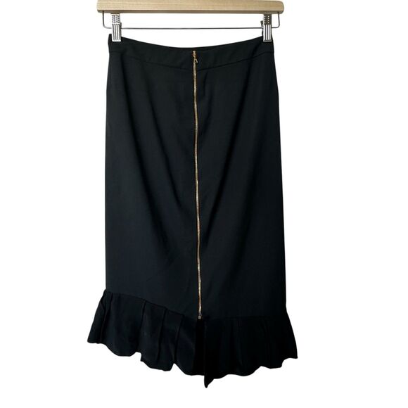 Balenciaga VTG sheath Wool black skirt feminine flounce hem sz 36 * Flaw - Picture 2 of 16